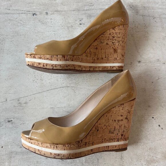 Prada Tan Corkscrew Wedges fits US 9 EU 40 (size 40.5 EU) - Picture 6 of 14